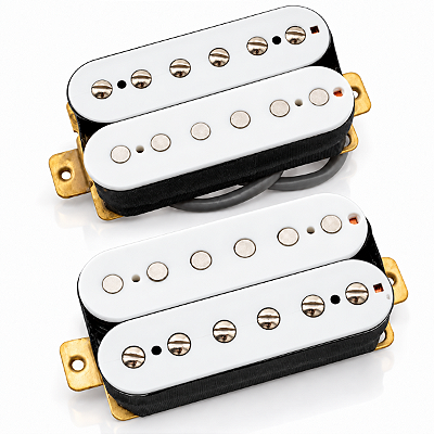 Kit 2 Captadores Humbucker Guitarra Braço Ponte Cerâmicos Coil Split Branco
