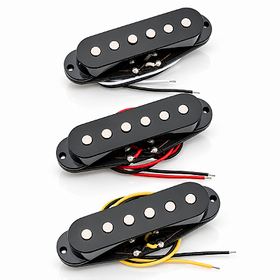 Set 3 Captadores Single Coil Para Guitarra Stratocaster Alnico V Vintage Preto