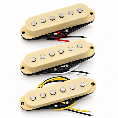 Set 3 Captadores Single Coil Para Guitarra Stratocaster Alnico V Vintage Creme