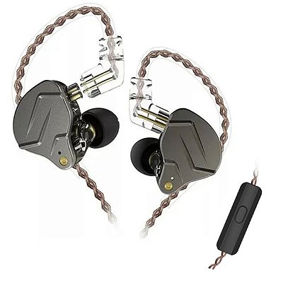 Fone De Ouvido In Ear Dual Driver KZ ZNS Pro Cinza