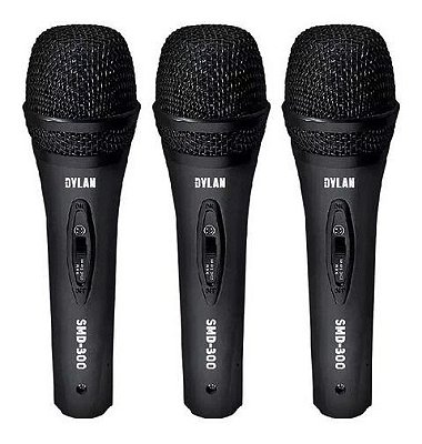 Kit Com 3 Microfones Dinamicos Com Cabo Dylan SMD-300