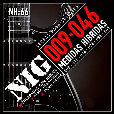 Jogo de Cordas Para Guitarra NIG 009 Hibrida NH-66