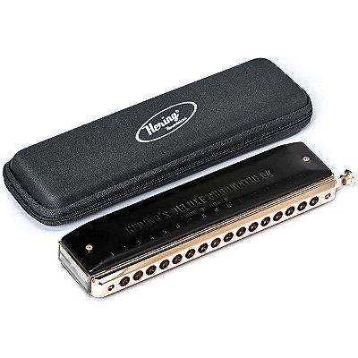 Gaita De Boca Harmonica Cromática Hering Deluxe 64 Black