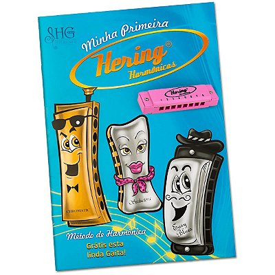 Gaita Harmonica Infantil Rosa + Metodo Minha Primeira Hering