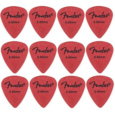 Kit Com 12 Palhetas Fender Rock On Vermelha 0.50mm