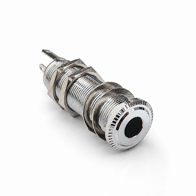 Jack Conector P10 Cilíndrico Stéreo Cromado Para Guitarra Baixo