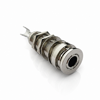 Jack Conector Stereo P10 Roldana Cromado Para Violão Viola E Cavaco