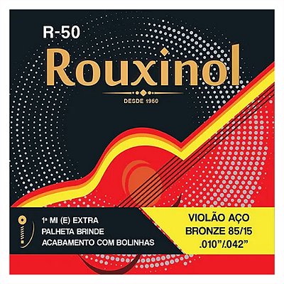 Jogo De Cordas Para Violão De Aço Rouxinol 010 Com Bolinha R50