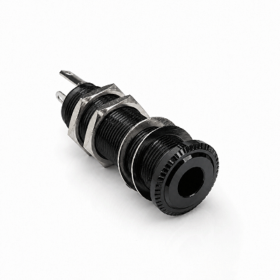 Jack Conector P10 Estéreo Para Guitarra Preto Cilindrico