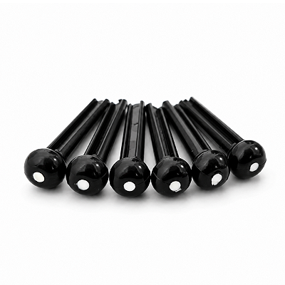 Kit Com 06 Pinos De Plástico Para Violão Aço Folk Preto