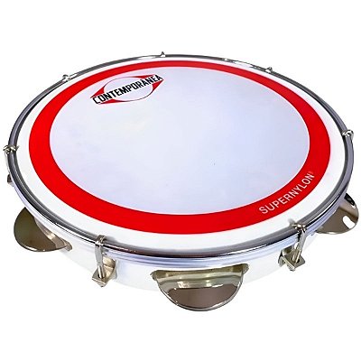 Pandeiro 10" Aro De Madeira Pele Super Nylon Contemporânea
