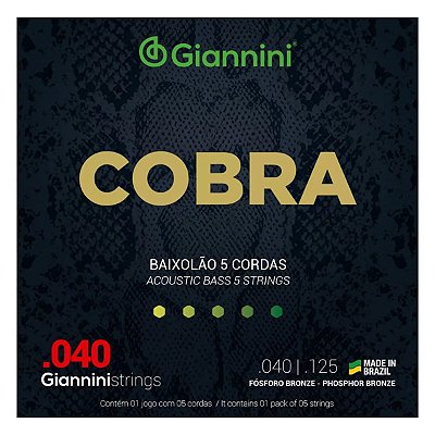 Encordoamento Para Baixolão 5 Cordas 040 Giannini Cobra