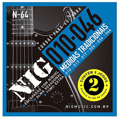 Pack Com 02 Jogos De Cordas Guitarra Nig 010 N-64