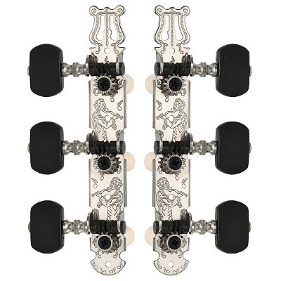Tarraxas Pino Grosso Cromada Violão Nylon Botão Preto Rozini