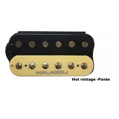 Captador Guitarra Humbucker Ponte Malagoli Hot Vintage Preto E Creme