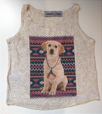 Camiseta Regata Infantil com Estampa de Cachorro da Raça Labrador