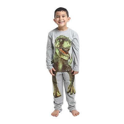 Pijama Longo Infantil Masculino Dinossauro Que Brilha