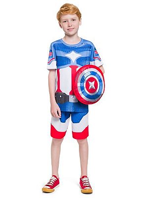 Pijama Curto Infantil Masculino Capitão América