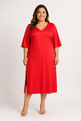 Vestido Midi Cetim Fenda