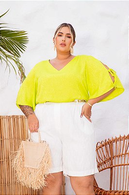 Blusa Cetim Verde Lima plus size