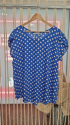 Blusa Pregas Azul plus size