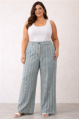 Calça Pantalona Xadrez Plus Size