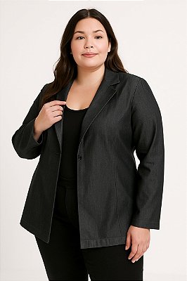 Blazer Alongado Pesponto plus Size