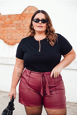 Short Sintético Laço Bolso Join Plus Size