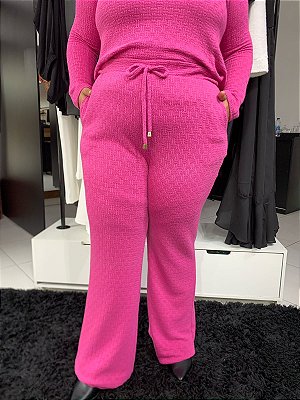 Calça Pantalona Tricô Plus Size