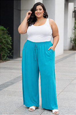 Calça Pantalona Malha Plus Size