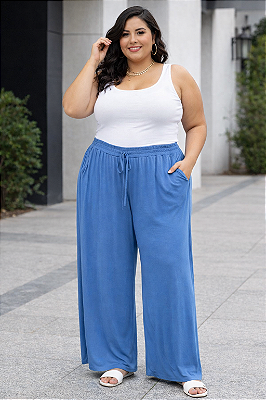 Calça Pantalona Malha Plus Size