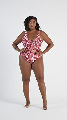 Maiô Camadas Traspassadas Estampado Plus Size