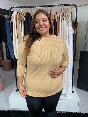 Blusa Canelado Linho Plus Size