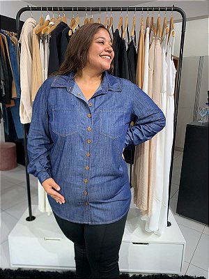Camisa Denin Plus Size