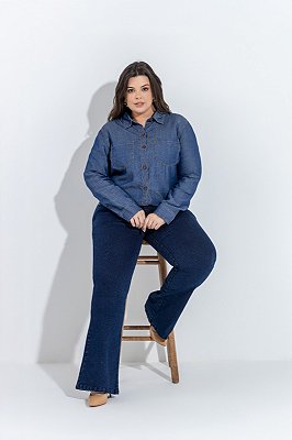 Camisa Denin Plus Size