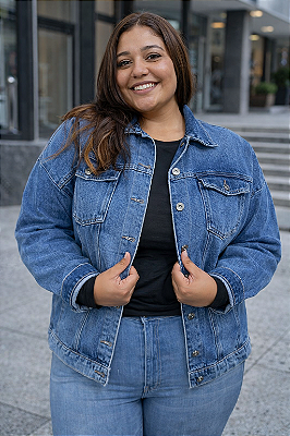 Jaqueta Jeans Over Plus size