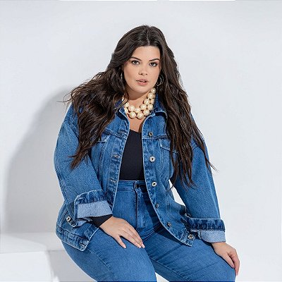 Jaqueta Jeans Over Plus size