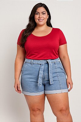 Short Jeans Barra Plus Size