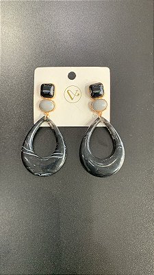 Brinco  Metal Com Resina Dourado