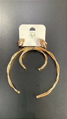 Conjunto Colar Com Brinco E brazalete Dourado