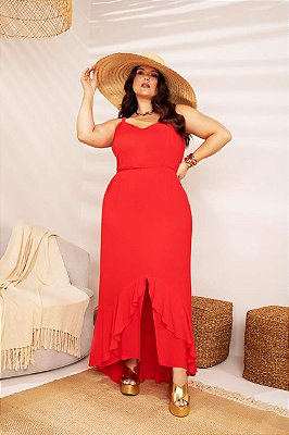 Vestido Longo Babado Duplo Plus Size