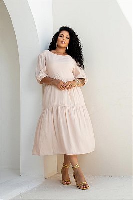 Vestido Midi Recorte Elástico Costa