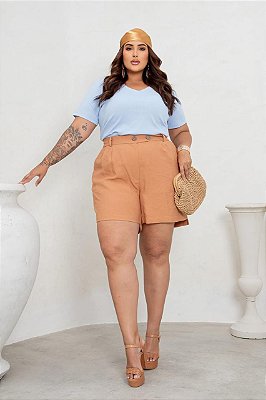 Short Barra Assimétrica Plus Size