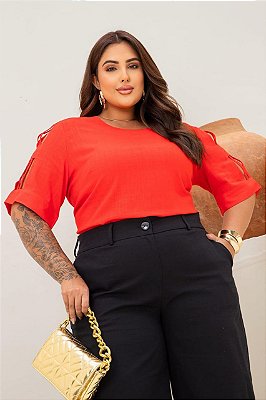Blusa Decote Manga 2 Tiras Plus Size