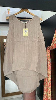 Blusa Regata Recorte e Tiras Plus size