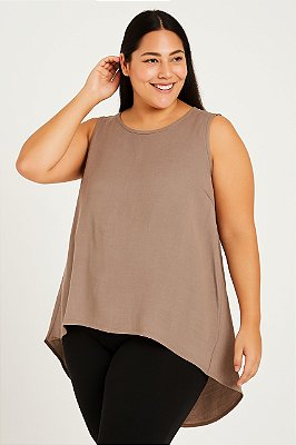 Blusa Regata Recorte e Tiras Plus size