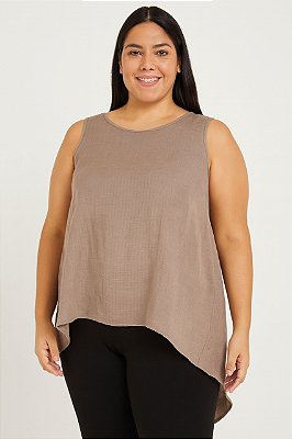 Blusa Regata Recorte e Tiras Plus size