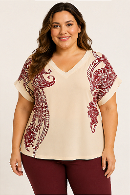 Blusa Ampla Frente Estampada