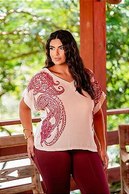Blusa Ampla Frente Estampada