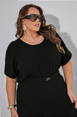 Blusa Lisa Onda Manga Plus Size